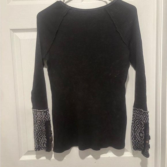 Able USA Black Charcoal Long Sleeve Thermal Shirt Ribbed Button Trip Size Medium - Picture 4 of 5